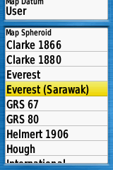 Garmin GPS Map Spheroid > Everest (Sarawak)