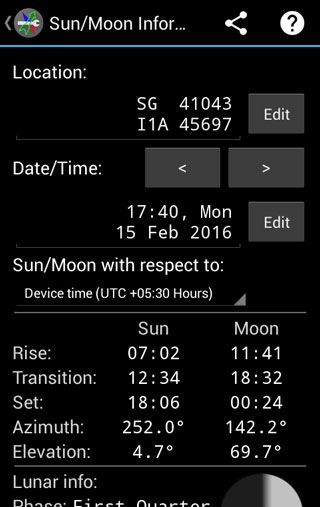 Deesha Android app Sun Moon Information Tool