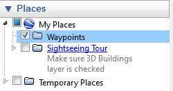 Google Earth: Naming folder as 'Waypoints'